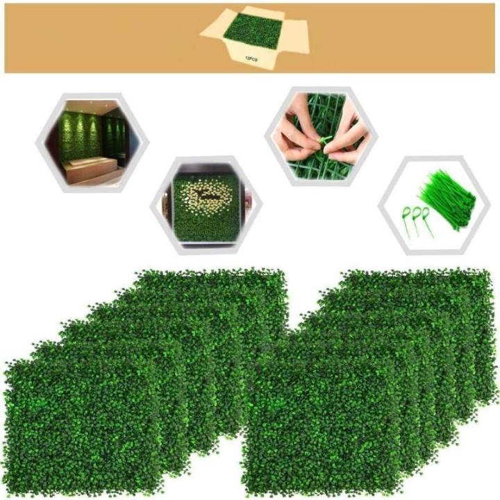 wand, 12 stuks, 40 x 60 cm, uv-bescherming, , gazon, muur, 4 cm dik, kunstbuxusheggen, wandpanelen voor tuin, buiten en binnen, decoratie, 2,88 m²