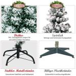Kunstkerstboom met sneeuw en warmwitte ledverlichting, dennenboom met metalen standaard, pvc-naalden, kunstboom, kerstgroen, 135/180/225 cm