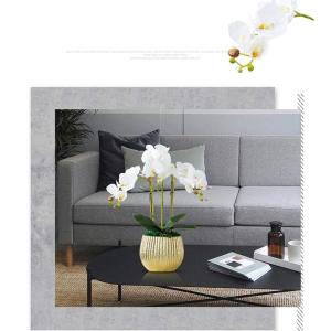 Kunstblumen Künstliche Orchideen-Dekoration – weiße Orchideen-Kunstblumen im Topf mit Goldener Keramikvase für die Heim- und Bürodekoration für jeden Anlass