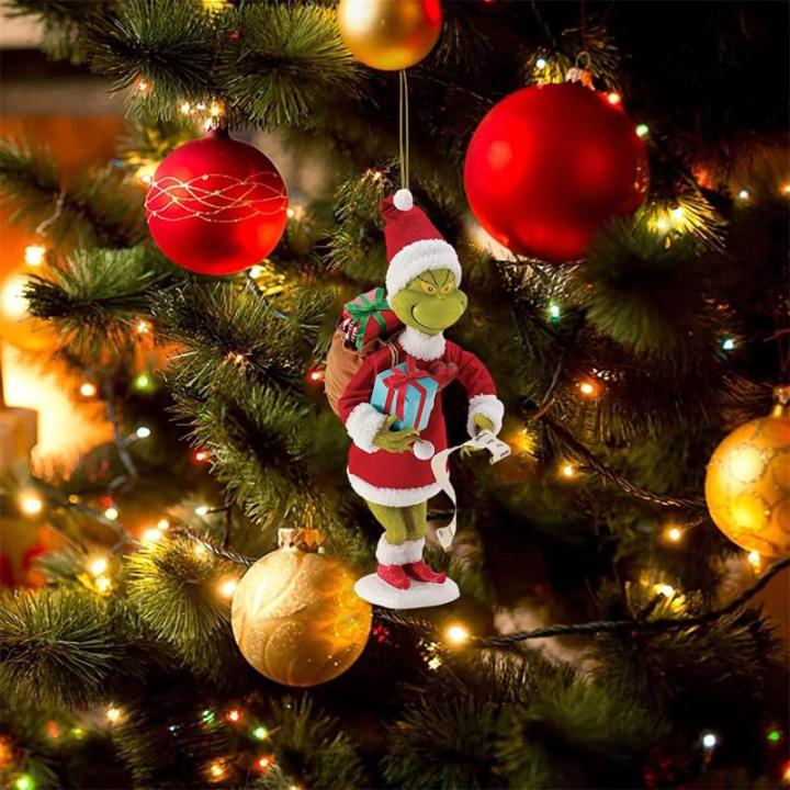 Kerstdecoratie, acryl, kerstboomversiering, groen, schattig, hangende ornamenten, kerstdecoratie, kerstversiering, feestdecoratie voor kerstfeest