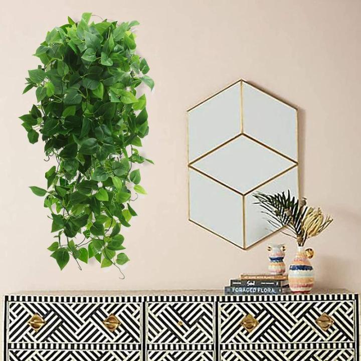 2 Stuks Kunstmatige Hangende Wijnstokken Planten Faux, Muur Hangende Planten Groen, nep Hangende klimop, voor Huis Huis Slaapkamer Tuin Binnen Buiten Hangende Mand Bruiloft Decor