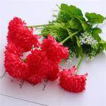 Künstliche Blumen Unechte Pompon-Chrysantheme Kunstblumen Innen Rot Seidenblumen Dekoration für Haus, Garten, Büro, Küche, Tisch