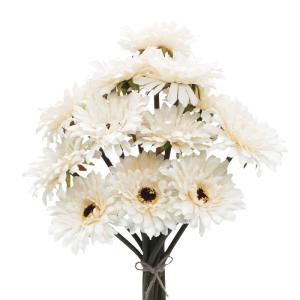 12 STKS Kunstmatige Gerbera Bloem Enkele Stam Bloei Boeket Plastic Zijde Nep Decoratieve Flora Outdoor Indoor Home Tuin Kantoor Hotel Bruiloft Party Crème Wit