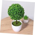 6 stuks potplant kunstplant kunstplanten kunstplanten voor gebruik binnenshuis mini-kunstplanten bal simulatie bonsai kersenbal van kunststof groen