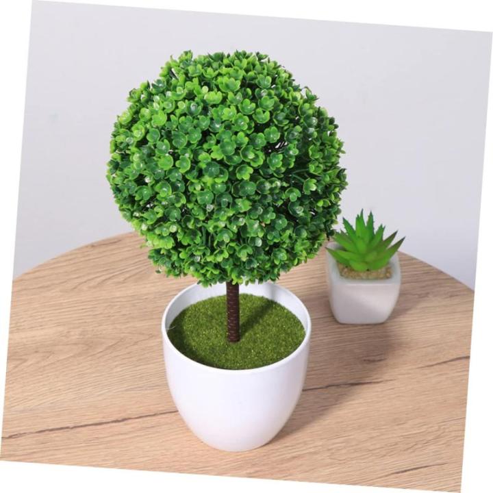 6 stuks potplant kunstplant kunstplanten kunstplanten voor gebruik binnenshuis mini-kunstplanten bal simulatie bonsai kersenbal van kunststof groen