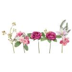 Kunstblumen-Strauß Rosen Lilien Hortensie 35cm 2er Set Blumensträuße Seidenblume Dekoblume Bouquet Hochzeit Blume Mittelstück Tischdeko unecht Grableger Grabschmuck Aufleger Gr