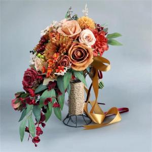 Kunstblumen Sonnenblumen-Brautstrauß, Hochzeit, Wasserfall, mit künstlichen Blumen, Requisiten, Szenendekoration, Seidenblume für Feiern für jeden Anlass