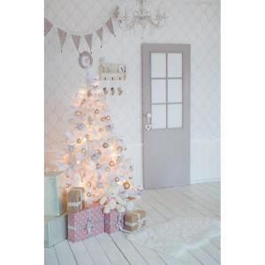 SOLAGUA Kunstkerstboom, spar extra gevuld met engelenhaar, 150 - 300 cm, met metalen standaard (180 cm, 617 punten, wit)