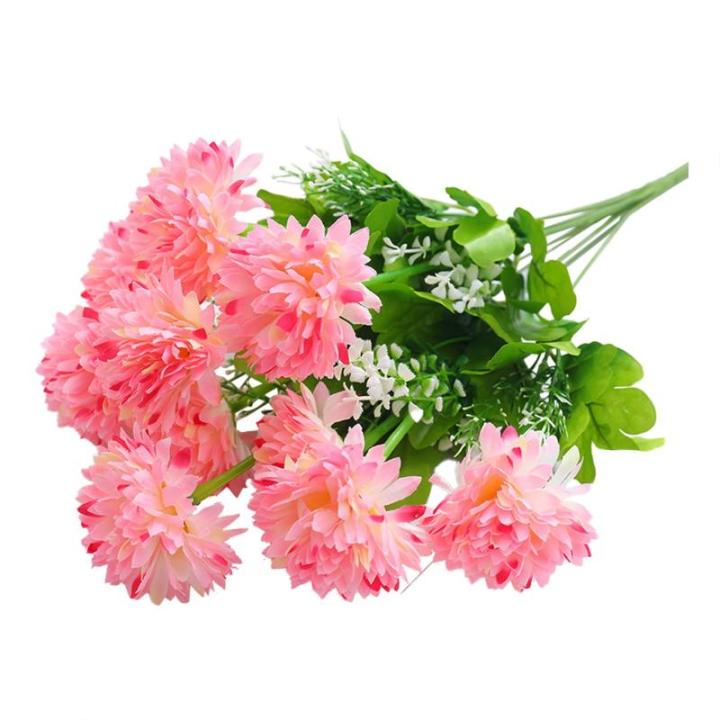 Unechte Blumen Seide Pompon-Chrysantheme Unechte Blumen Innen Rosa Seidenblumen Dekoration für Haus, Garten, Büro, Küche, Tisch