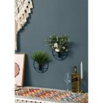 Wandgemonteerde bloemenringen, metalen vaas decoratieve houder kunstbloemen, zwarte wanddecoratie voor familiebijeenkomsten, geschenken en feest, valse tarwe 2 pack, kunst aan de m