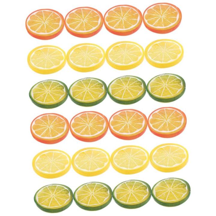 4 Sätze Nachahmung Einer Zitronenscheibe Gefälschte Zitrone Künstliche Zitronen Foto Fälschung Tisch Kalk Simulation Von Zitronenscheiben Zitrone-limetten-Scheibe PVC 24 Stück