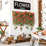 Set van 2 kunstrozen bloemen mand wijnstok nep opknoping mand plant wijnstok nep zijde hangende bloem voor tuin balkon hek buiten binnen deur decoratie (C champagne)