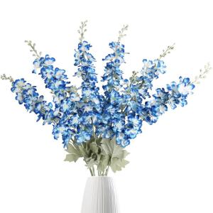 Delphinium 6 stuks zijden bloemen ridderspoor 85 cm lange steel bloemen voor thuis bruiloft kantoor arrangement decoratie (gradiënt blauw)
