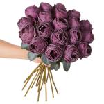 10 stuks kunstmatige rozen, blauwe bloemen, 50 cm, enkele roos, lange steel, namaakbloem, zijden bloesem, roos, realistische bloem voor tafel, kantoor, feest, bruiloft, woondecorat