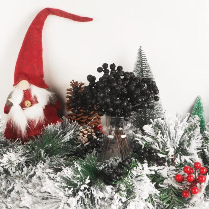 Kunstzwarte bessen van 18 cm, voor kerstboom, decoratie, hulstbessen, takken, decoraties voor Kerstmis, thuis, hulstbessen voor handwerk, winter, vakantie, bruiloft, decoratie, 20 