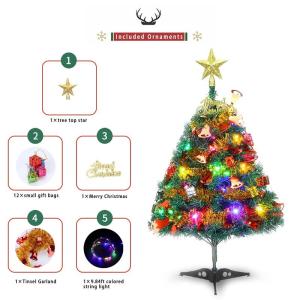 24 inch tafelblad kerstboom, miniatuur dennenkerstboom met hangende ornamenten, kerstdecoratie boomdecor