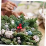5st Kiefernzapfen Weihnachtsseidenbeere Baum Pflücken Rote Beerenstiele Künstliches Weihnachtsspray Künstliche Beerenpflücker Gefälschter Beerenstiel Große Tannenzapfen Vlies