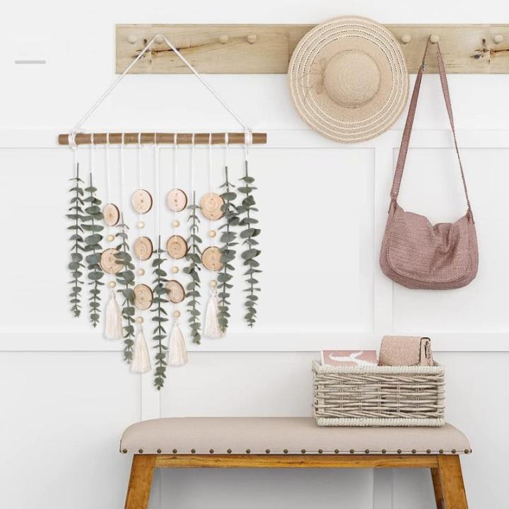 Badkamer Decor Kunstmatige Eucalyptus Groen Opknoping Muur Decor Faux Eucalyptus Bladeren Opknoping Plant Met Houten Stok Met Rustieke Boerderij Voor Slaapkamer Kwekerij Boho Woond