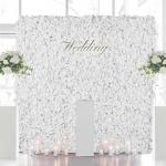 Blumenwandpaneele Weiß – Blumenwandhintergrund Seidenblumen Panel für Zuhause, Blumenwandpaneele, Hochzeitshintergrund, Abschlussfeier, 6 Packungen