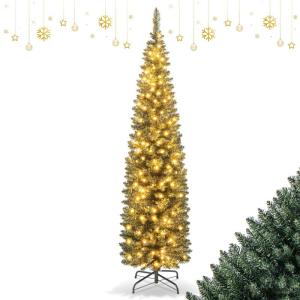 180 cm kerstboom met ledverlichting, kunstkerstboom met 390 takken en 180 ledlampen, dennenboom, kerstdecoratie voor kantoor, woning, winkel (180 cm)