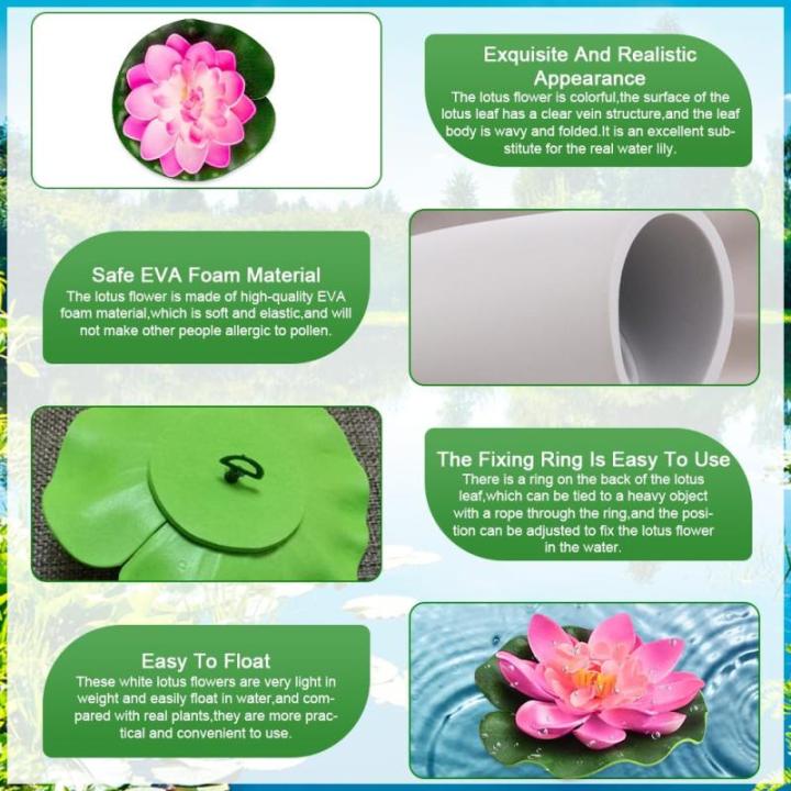 10 STK Künstliche Seerosen 10cm Schwimmende Blumen Seerose Schwimmend Lotusblüte Wasserlilie Seerose Kunstblume Lotusblume Künstliche Lotus Artificial für Gartenteich Dekoratio