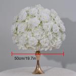 Milchweiße Rosenkugeln, Kunstblumen-Rosenkugeln, künstliche Blumenkugeln, geeignet für Tischpartys und Tischdekorationen zum Valentinstag (50cm)