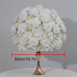 Milchweiße Rosenkugeln, Kunstblumen-Rosenkugeln, künstliche Blumenkugeln, geeignet für Tischpartys und Tischdekorationen zum Valentinstag (50cm)