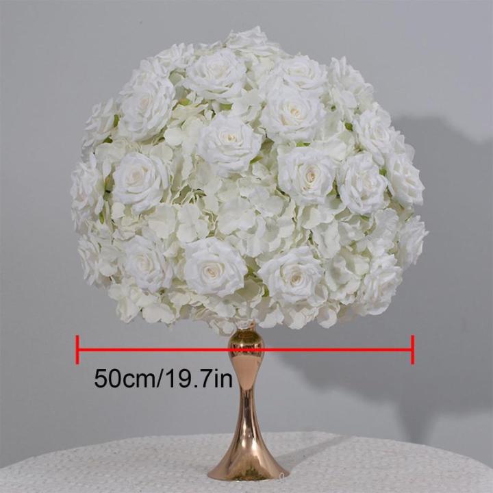 Milchweiße Rosenkugeln, Kunstblumen-Rosenkugeln, künstliche Blumenkugeln, geeignet für Tischpartys und Tischdekorationen zum Valentinstag (50cm)