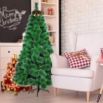 Kunstkerstboom, 210 cm, groene dennennaalden met sneeuweffect, kerstboom met 320 takken, snel op te bouwen klapsysteem, metalen standaard, kerstdecoratie