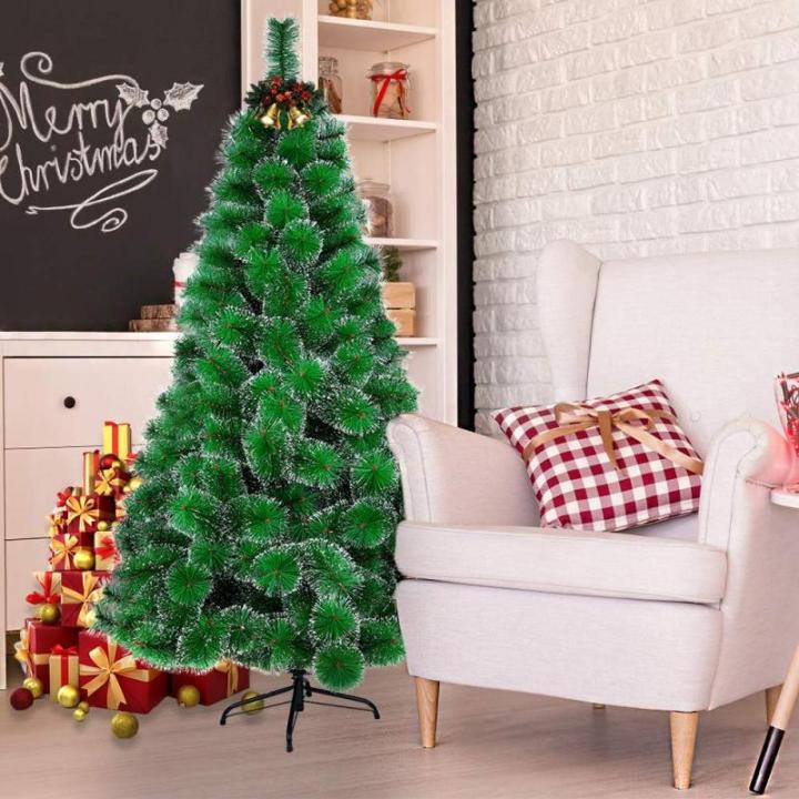 Kunstkerstboom, 210 cm, groene dennennaalden met sneeuweffect, kerstboom met 320 takken, snel op te bouwen klapsysteem, metalen standaard, kerstdecoratie