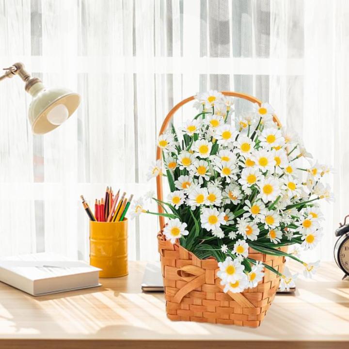5 stuks kunstmadeliefjes, voor binnen, uv-bescherming, voor buiten, voor tuin, huis, bruiloftsdecoratie (wit)