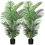 Areca Kunstpalm, 120 cm, in pot, kunstplant, tropisch, Hawaï, groen, voor slaapkamer, kantoor, tuin, bruiloft, party, decoratie (2 stuks)
