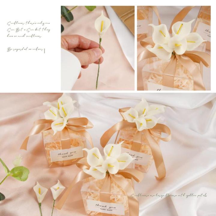 144 stuks Calla lelies 2,3 cm klein met 90 stickers melkwit decoratieve bloemen met metaaldraad nep bloemen party bruiloft DIY scrapbook kaarten decoratie