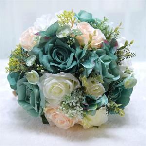 Hochzeitsstrauß for die Braut mit künstlichen Blumen, DIY-Sträuße, romantischer Hochzeitsstrauß, Brautsträuße, künstliche Blumen(Green)