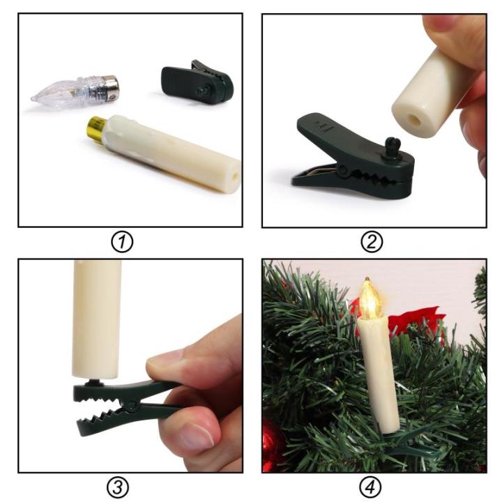 10 LED Kerstboomkaarsen Draadloos met Afstandsbediening Timer Flikkeren Dimbaar Warmwit Kerstverlichting Kerstdecoratie, LED Kerstkaarsen Buiten Waterdicht（met 10 batterijen）
