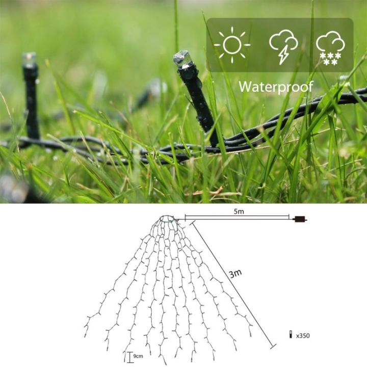 3m kerstboomverlichting met ring, kerstboom werp lichte ketting met 10 slingers 350 LED-lichtketting Waterdicht voor 120cm - 350cm boom, dennenboom, groene riem, struiken - warm wi
