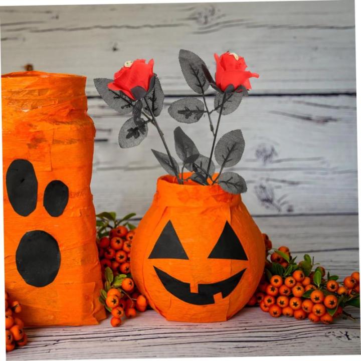 10St Schädel stieg Halloween Halloween assecoires Artificial Geisterkostüm künstliche Schwarze Rosen -Rosen-Dekor künstlicher Rosenschmuck Plastik rot