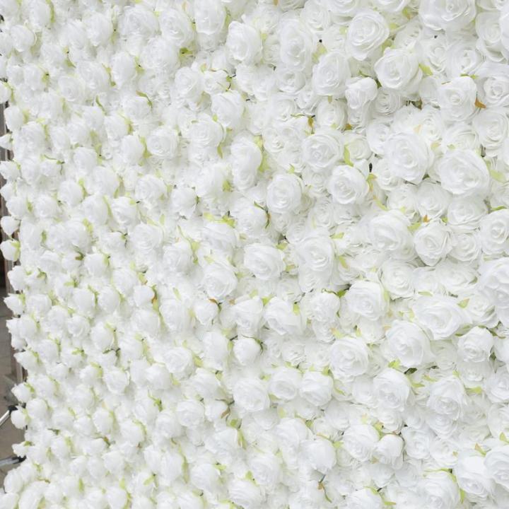 Weißer Rosen-Blumen-Wand-Hintergrund, Künstlicher Wand-Blumen-Hintergrund 3D-Seiden-Hortensie-Rosen-Blumen-Panel Für Foto-Hintergrund-Home-Party-Hochzeits-Hintergrund-Dekoration