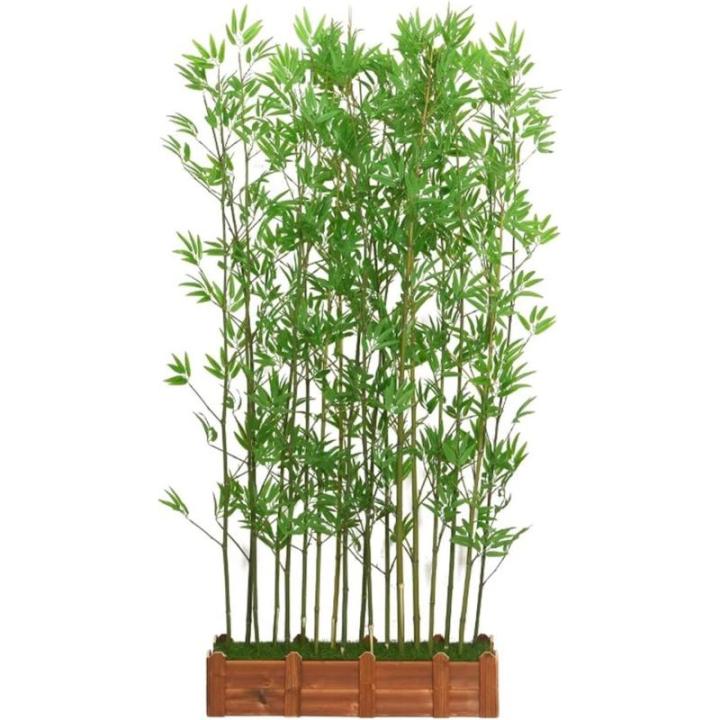 Kunstmatige bamboe bladeren doe-het-zelf decoratiescherm met houten basis 1,2 m hoge faux potplant voor restaurant kantoor binnen buiten decoratie (1,2 m hoog)