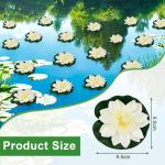 Kunstwaterlelie, 10 stuks, 10 cm, drijvende bloemen, waterlelie, wit, waterlelie, kunstbloem, lotusbloem, kunstlotusbloem, kunstlotusbloem, kunstlotuskunstplant voor tuinvijver, de