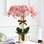 Kunstblumen Künstliche Blume mit goldenem Blumentopf, künstliche Orchideen – 12 Zweige, Elegante künstliche Orchideen, Bonsai-Simulationsblume für jeden Anlass