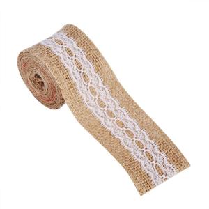 Juteband mit weißer Spitze, rustikaler Stil, Hochzeit, Party, Basteln, Dekoration, 6 Arten (4)