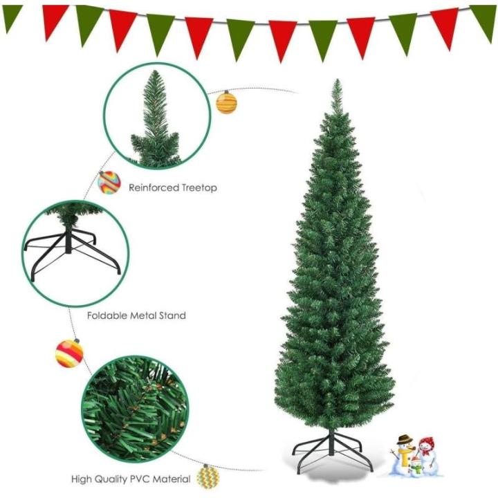 Weihnachtsbaum künstlicher Baum, Grüner Bleistift Schlanker Weihnachtsbaum(7FT/2.1M)