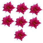 7St künstliche Blumen Weihnachtsblume Kerzenhalter Rot goldene Kerzen Mini Hochzeitsdeko weihnachtsdeko künstliche Pflanzen kunstpflanze Dekor Weihnachtskranz Blumen Sport