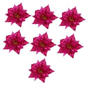 7St künstliche Blumen Weihnachtsblume Kerzenhalter Rot goldene Kerzen Mini Hochzeitsdeko weihnachtsdeko künstliche Pflanzen kunstpflanze Dekor Weihnachtskranz Blumen Sport