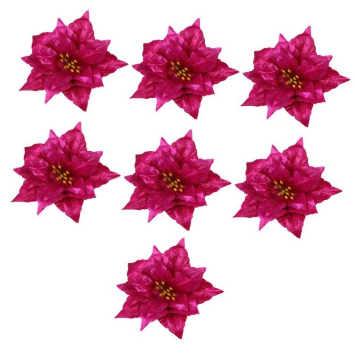 7St künstliche Blumen Weihnachtsblume Kerzenhalter Rot goldene Kerzen Mini Hochzeitsdeko weihnachtsdeko künstliche Pflanzen kunstpflanze Dekor Weihnachtskranz Blumen Sport