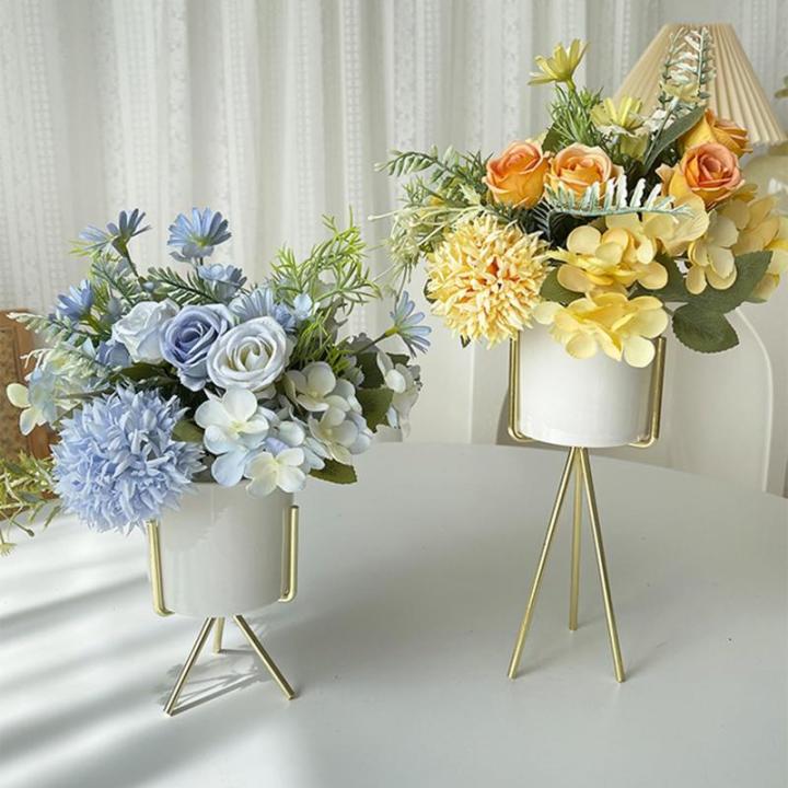 Wohnzimmerdekorationen Mit Künstlichen Blumen, Esstischkommode Und Fensterblumendekorationen, Bionische Blumensträuße Mit Regalen(Yellow)