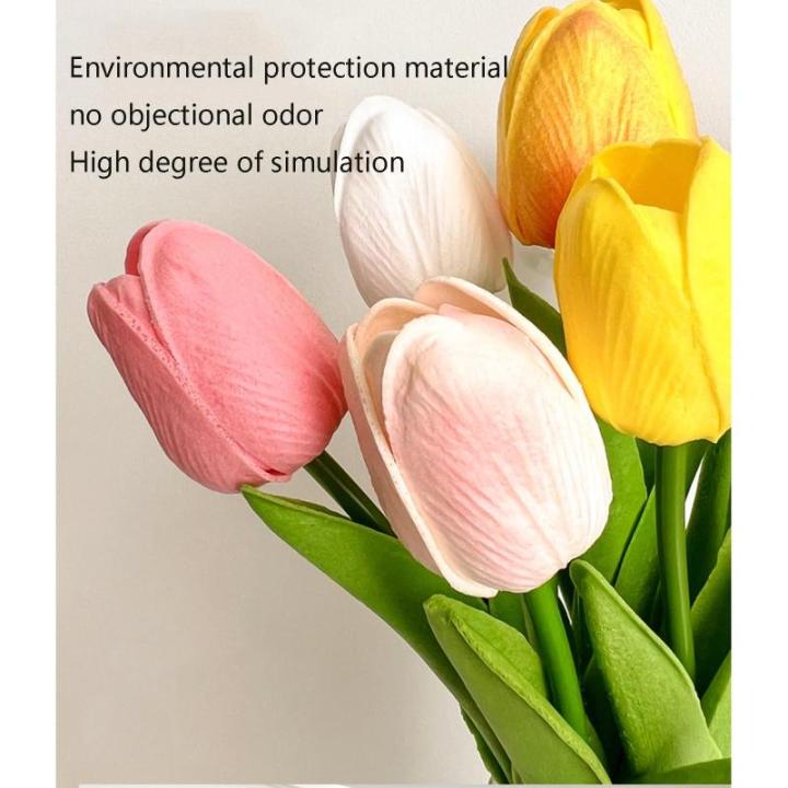 Künstliche Tulpenblumenarrangements, Raumdekorationsblumenarrangements, Hochwertige Wohnzimmer-Grünpflanzen(Roze)