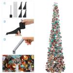Kunstkerstboom met standaard, 1,5 m, opvouwbare pop-up kerstboom met pailletten voor Kerstmis, feestbenodigdheden, huisdecoratie, zilverkleurig