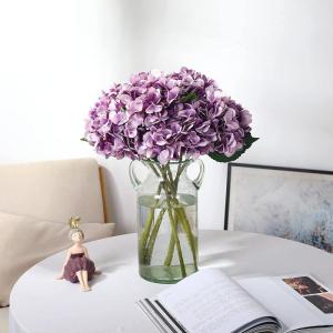 6 stuks zijden hortensia kunstbloemen realistische hortensia bloemen boeket voor bruiloften party kantoor thuisdecoratie (paars)